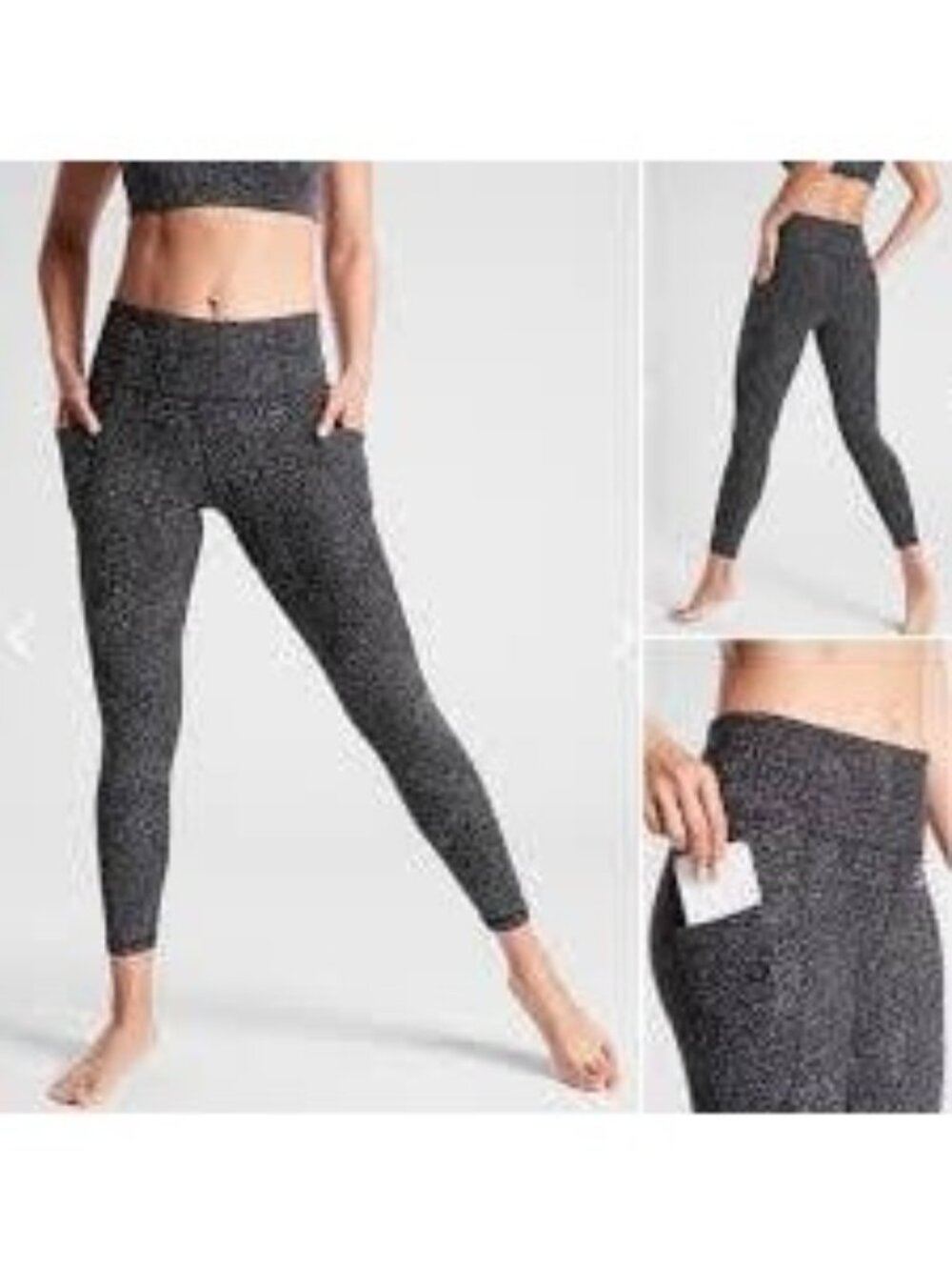 Athleta Salutation Stash Pocket Rainwater Tight Size L Black Neutral Athletic